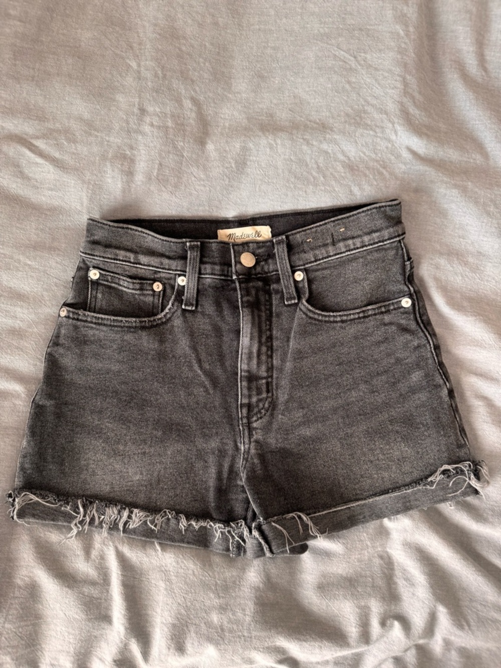 Madewell Washed Black High-Rise Denim Shorts - 24